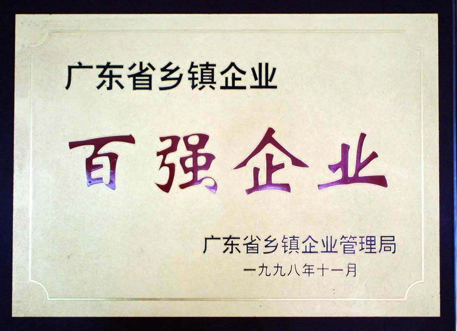 廣東省鄉(xiāng)鎮(zhèn)企業(yè)百強(qiáng)企業(yè)